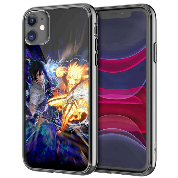 Coque iPhone 13 Fight Naruto Sasuke